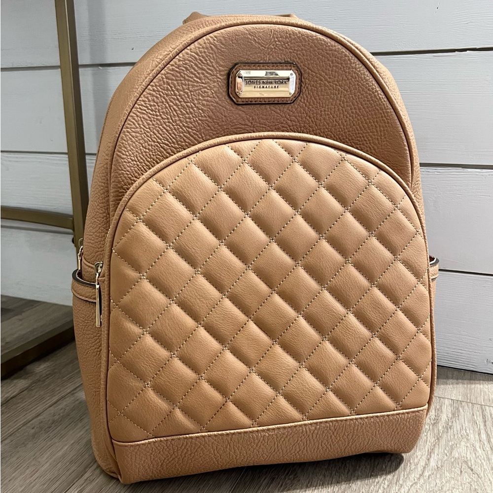 Jones New York Tan Quilted Backpack